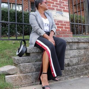 XOXO BLACK Snap-Side Drip Track Pants MAROON WINE White NWT S Caj to Dressy Y2K